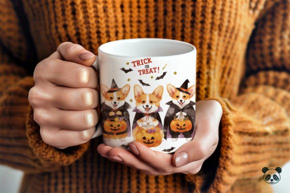 Bringing Halloween Magic to Life with the Pembroke Welsh Corgi Trick or Treat 3D Mug Wrap 2