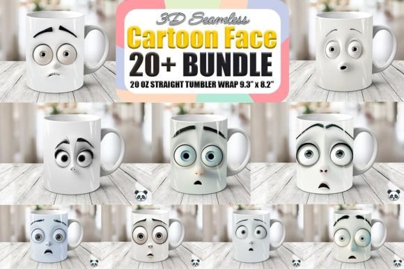 Cartoon Face 3D Mug Wrap Bundle