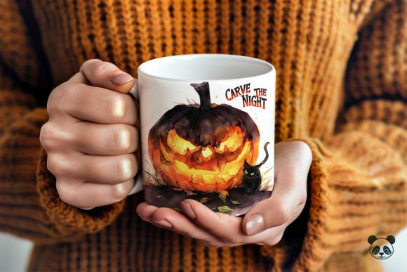 Carve the Night: A Bold 3D Mug Wrap Design