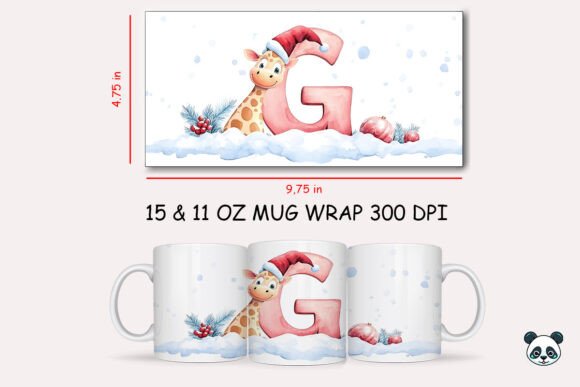 Christmas Baby Giraffe Letter G Mug Wrap