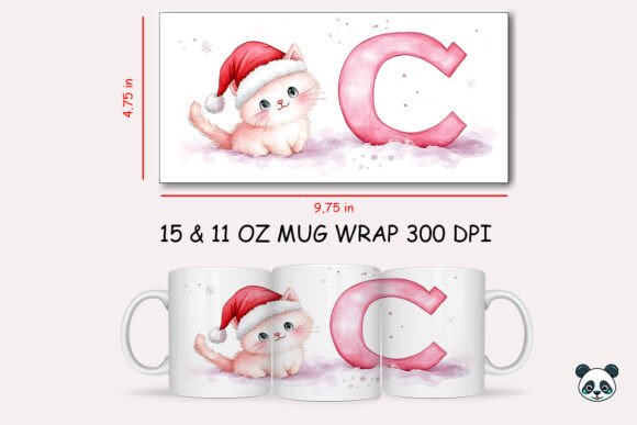 Christmas Baby Letter C Cat Mug Wrap