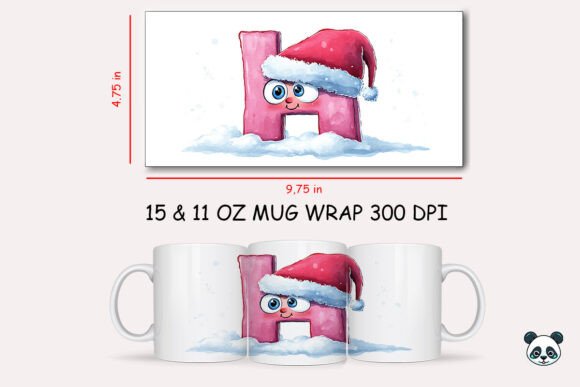 Christmas Baby Letter D Mug Wrap 6 Guide