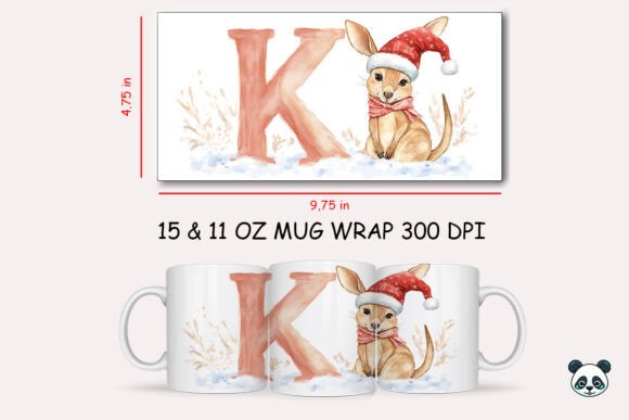 Christmas Baby Letter K Kangaroo Mug Wrap