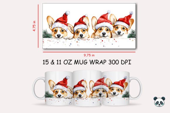 Christmas Corgi Mug Wrap Design