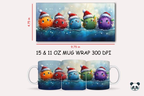 Christmas Sea Urchin Mug Wrap 2 Design