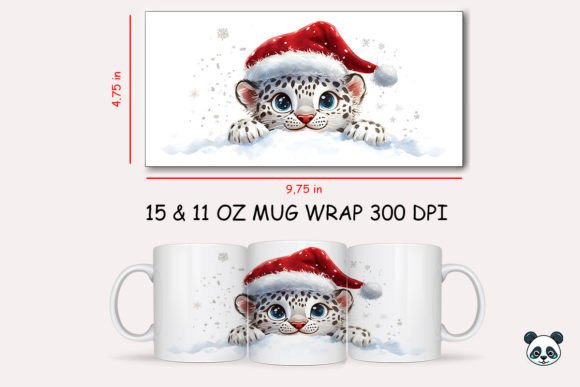 Christmas Snow Leopard Mug Wrap Design