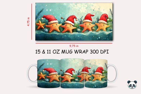 Christmas Starfish Mug Wrap 3: Elevating Holiday Sublimation with Coastal Charm
