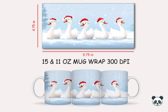 Christmas Swan Mug Wrap 1: Elegant Holiday Sublimation