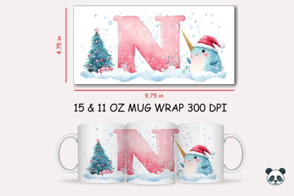 Creating Festive Magic with the Christmas Baby Letter N with Narwhal Mug Wrap 1