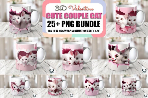 Creating Romantic Sublimation Projects with the Pink Valentine Couple Cat 3D Mug Wrap
