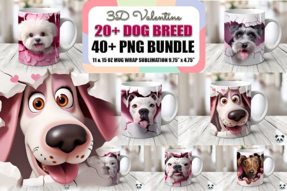 Elevate Your Sublimation Business with the Valentine Dog 3D Mug Wrap Bundle