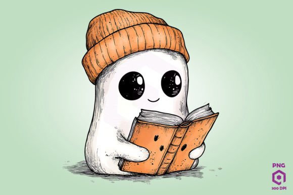 Evaluating Cute Ghost Reading Book Clipart for Sublimation Mug Wraps