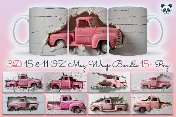 Evaluating the Pink Old Pick-up 3D Valentine Mug Wrap for Sublimation Projects