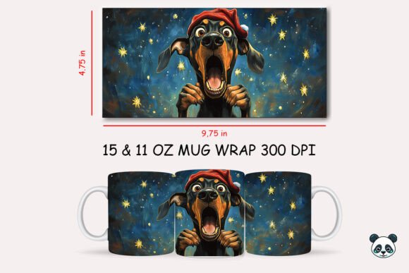 Funny Christmas Doberman Pinscher Scream Mug Wrap 2: Elevate Your Holiday Sublimation Projects