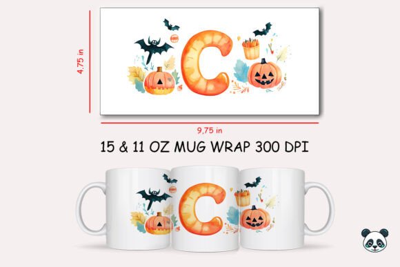 Halloween Letter C Mug Wrap Sublimation Guide