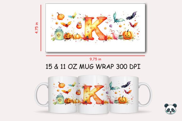 Halloween Letter K Mug Wrap Design Guide
