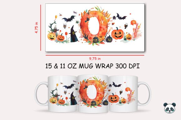 Halloween Letter O Mug Wrap Sublimation Design