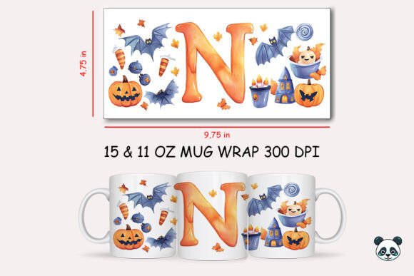 Mastering the Halloween Letter N Mug Wrap Sublimation 2 Design