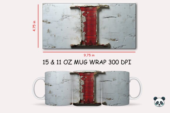 Red Plaid 3D Letter I Mug Wrap: Elevating Personalized Sublimation Projects