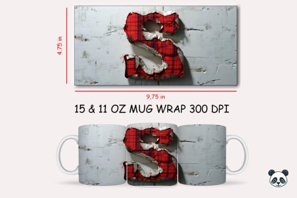 Red Plaid 3D Letter S Mug Wrap: Elevating Personalized Sublimation Projects