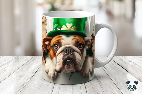 St Patrick Bulldog 3D Mug Wrap 1: Elevating Sublimation Design with Depth and Character