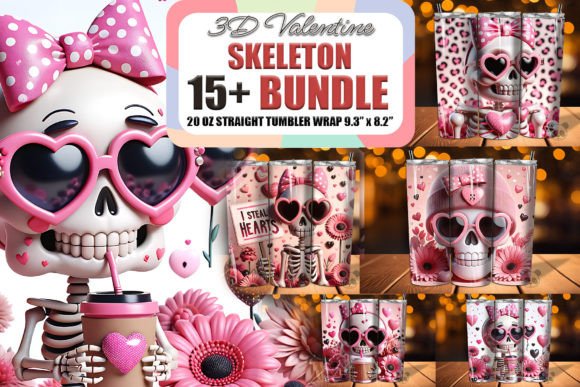 Valentine Skeleton 3D Tumbler Wrap Guide